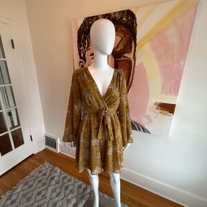 Free People Gold Floral Dress